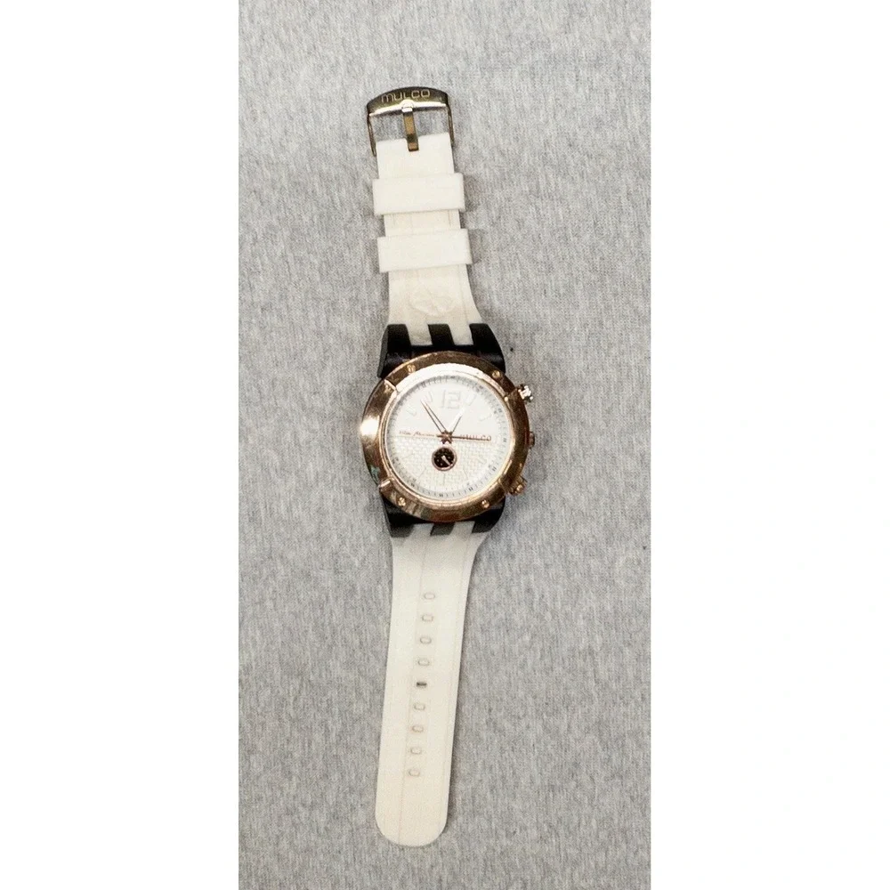 Mulco Blue‎ Marine Rose Gold 46mm Watch Silicone Strap Diver Casual Sport